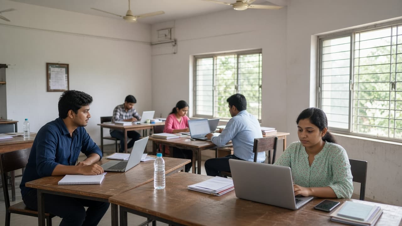 Engineers working at desks in the Lawazia office in Dumka
