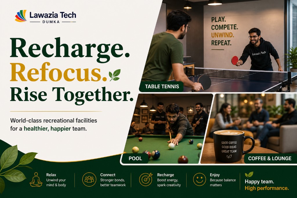 Gym, table tennis, pool — recharge at Lawazia Tech